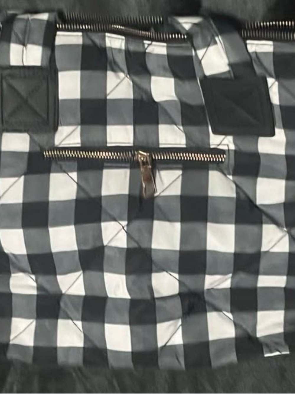 Black & White Gingham Quilted Tote Bag